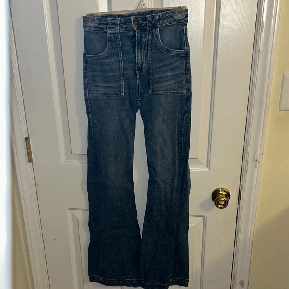 American Eagle Outfitters Blue Flare Wide Leg Jeans
